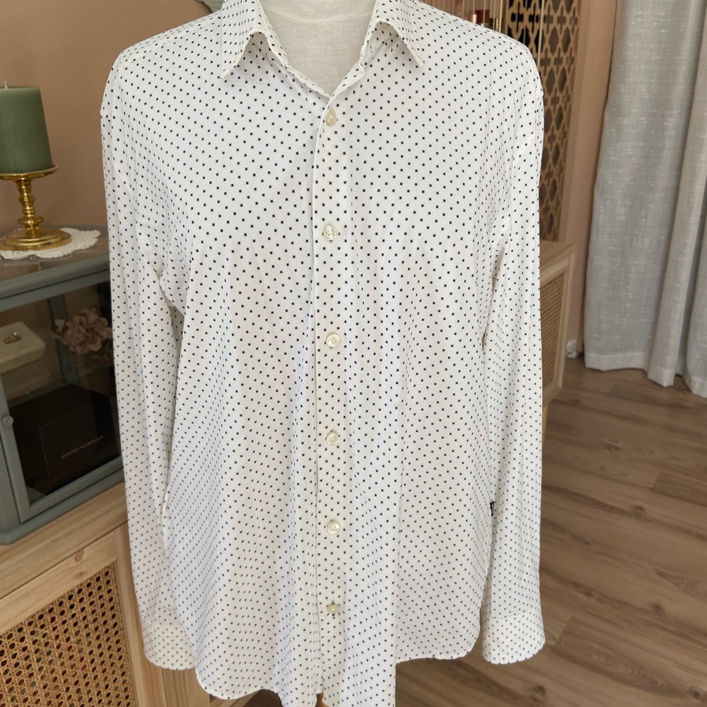 Hugo Boss Men's or women’s White Polka Dot Shirt
